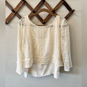 American Eagle lace overlay top